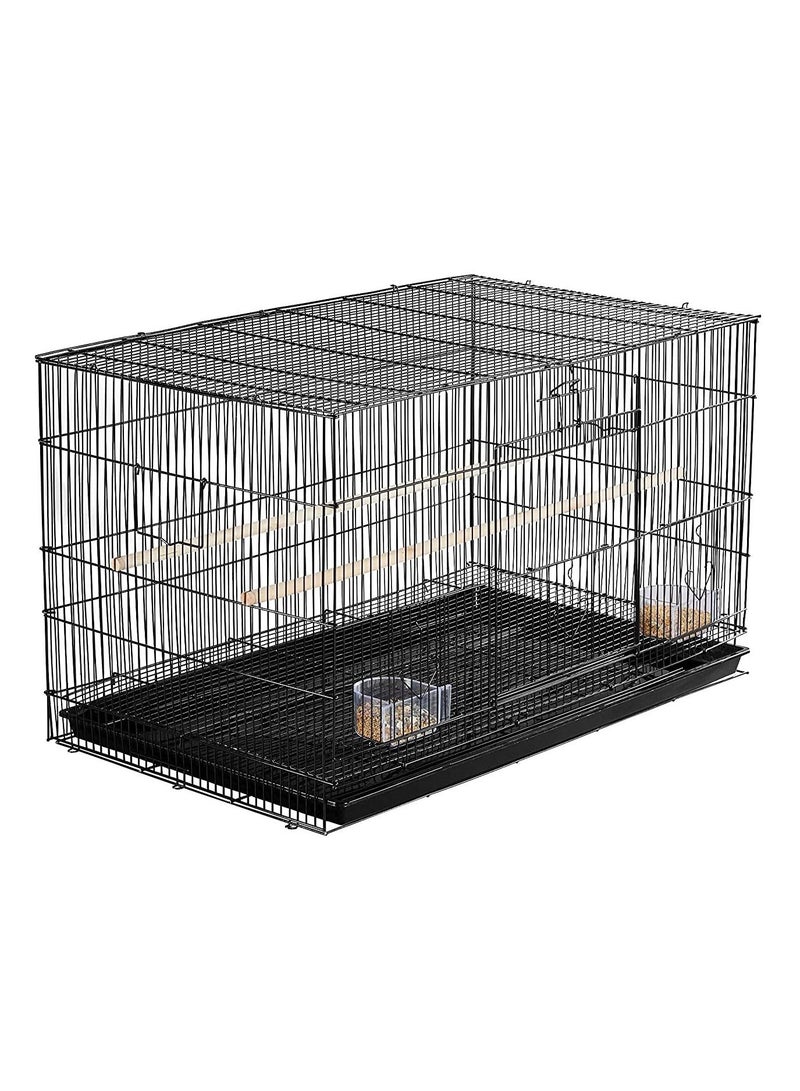 Rectangle Stackable Breeding Flight Parakeet Bird Cage for Finches Budgies Cockatiels Esotici Lovebirds Canaries Parrots With Slide-Out Tray Black 60X42X41Cm
