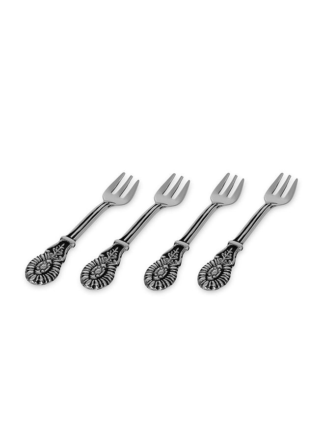 4-Piece Marin Dessert Fork Set, Black & Grey