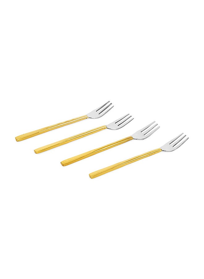 Kevin Dessert Fork Set, Gold & Chrome - Set of 4