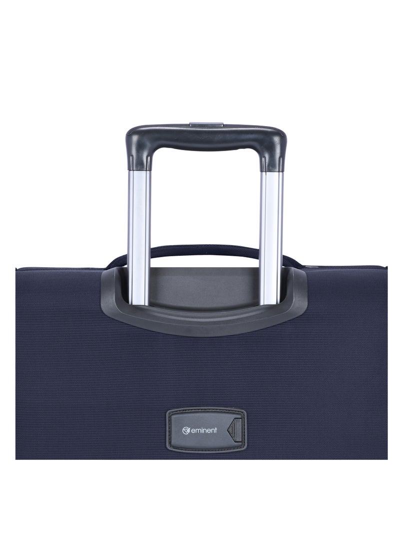Unisex Soft Travel Bag Large Luggage Trolley Polyester Lightweight Expandable 4 Double Spinner Wheeled Suitcase with 3 Digit TSA lock E751 Navy Blue