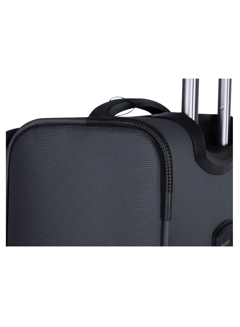 Unisex Soft Travel Bag Trolley Luggage Set of 3 Polyester Lightweight Expandable 4 Double Spinner Wheeled Suitcase with 3 Digit TSA lock E751 Black