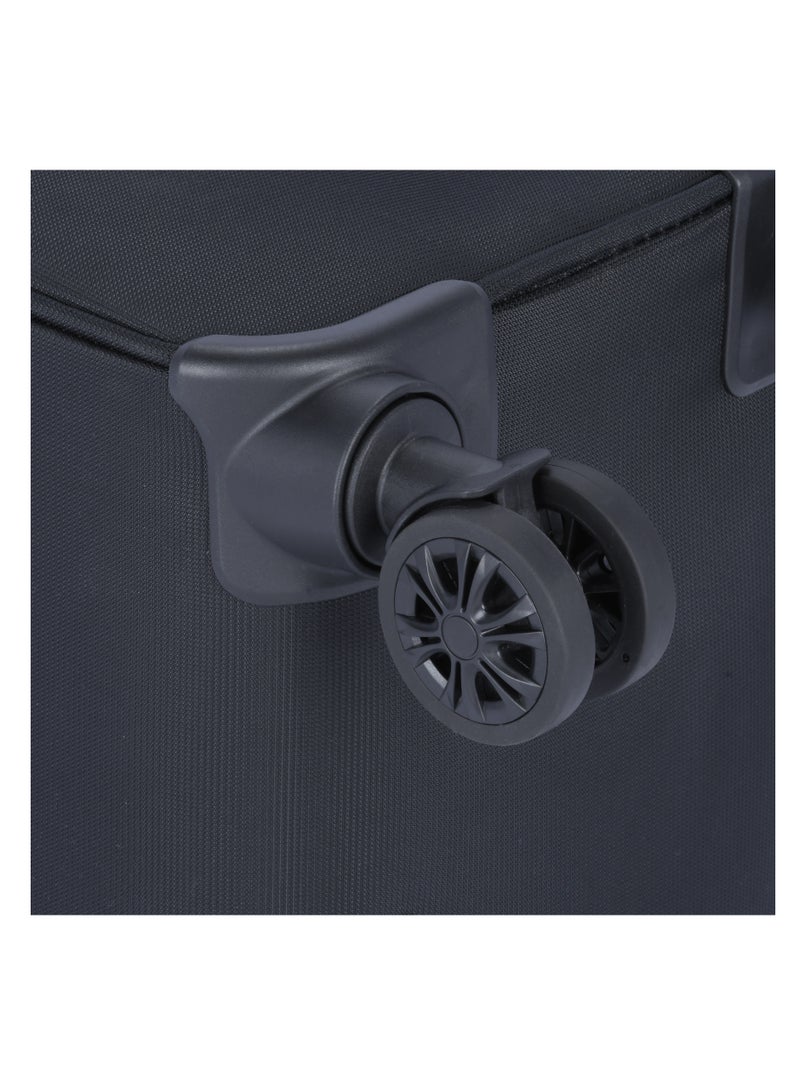 Unisex Soft Travel Bag Trolley Luggage Set of 3 Polyester Lightweight Expandable 4 Double Spinner Wheeled Suitcase with 3 Digit TSA lock E751 Black