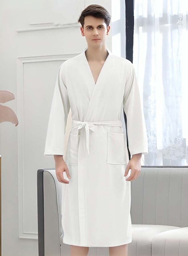 Men's Bathrobe Light Super Absorbent Skin-friendly Home Clothes Suitable For All Seasons Nightgown White