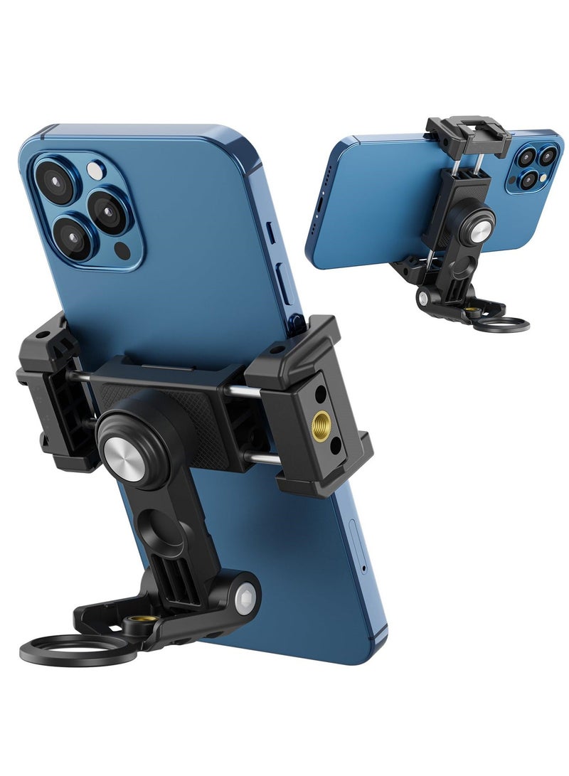 Phone Tripod Adapter, Adjustable Adapter with Cold Shoe for Cell Phone, Plastic Holder Clamp, 360° Rotatable Stand iPhone and Android Smartphone