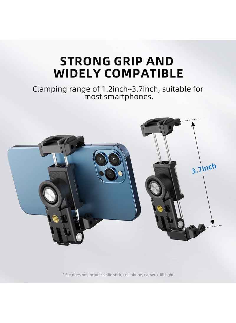 Phone Tripod Adapter, Adjustable Adapter with Cold Shoe for Cell Phone, Plastic Holder Clamp, 360° Rotatable Stand iPhone and Android Smartphone