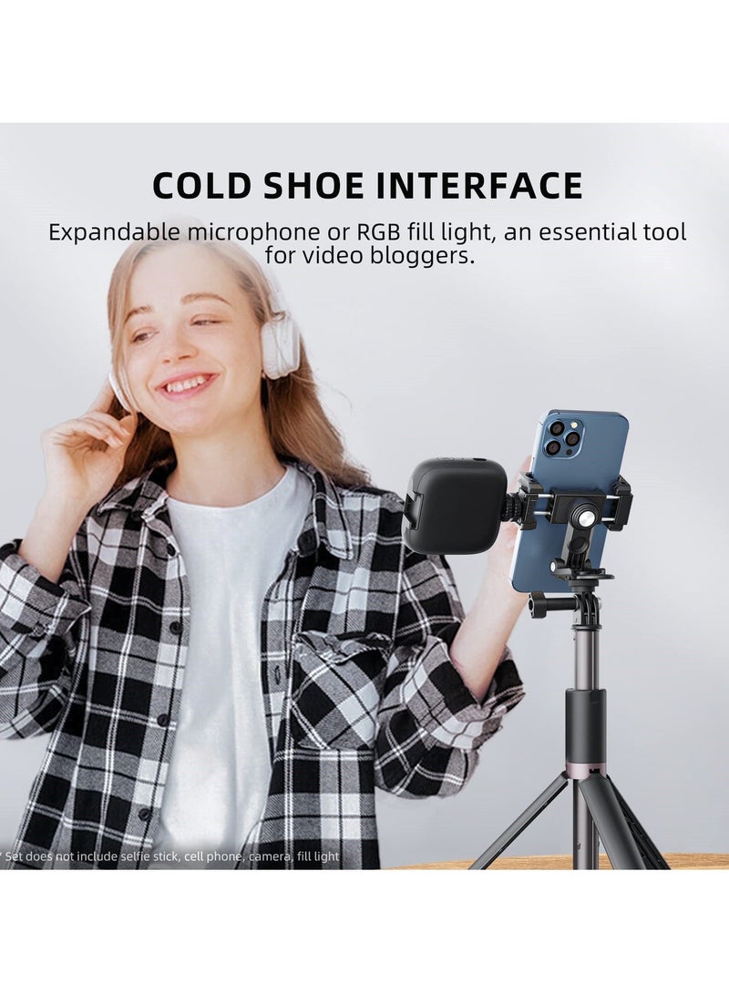Phone Tripod Adapter, Adjustable Adapter with Cold Shoe for Cell Phone, Plastic Holder Clamp, 360° Rotatable Stand iPhone and Android Smartphone