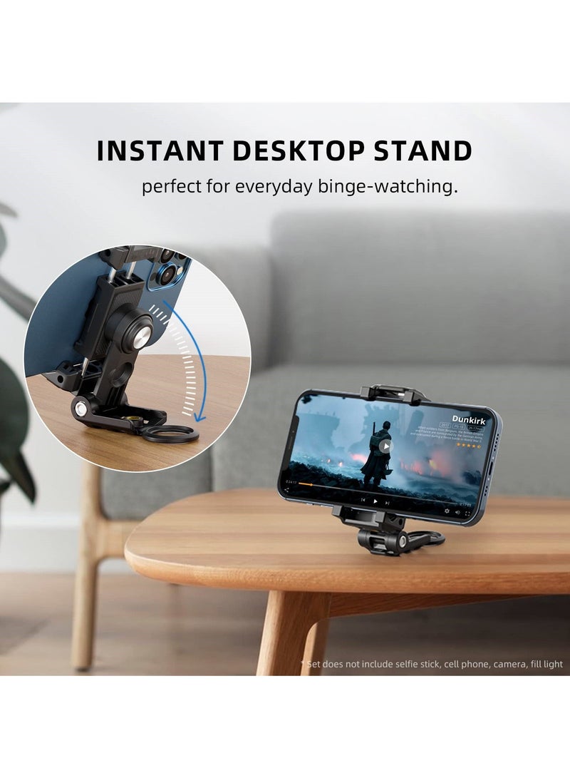 Phone Tripod Adapter, Adjustable Adapter with Cold Shoe for Cell Phone, Plastic Holder Clamp, 360° Rotatable Stand iPhone and Android Smartphone