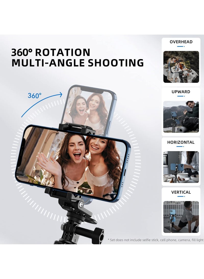 Phone Tripod Adapter, Adjustable Adapter with Cold Shoe for Cell Phone, Plastic Holder Clamp, 360° Rotatable Stand iPhone and Android Smartphone