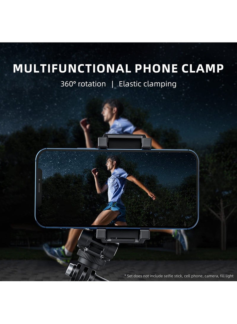 Phone Tripod Adapter, Adjustable Adapter with Cold Shoe for Cell Phone, Plastic Holder Clamp, 360° Rotatable Stand iPhone and Android Smartphone