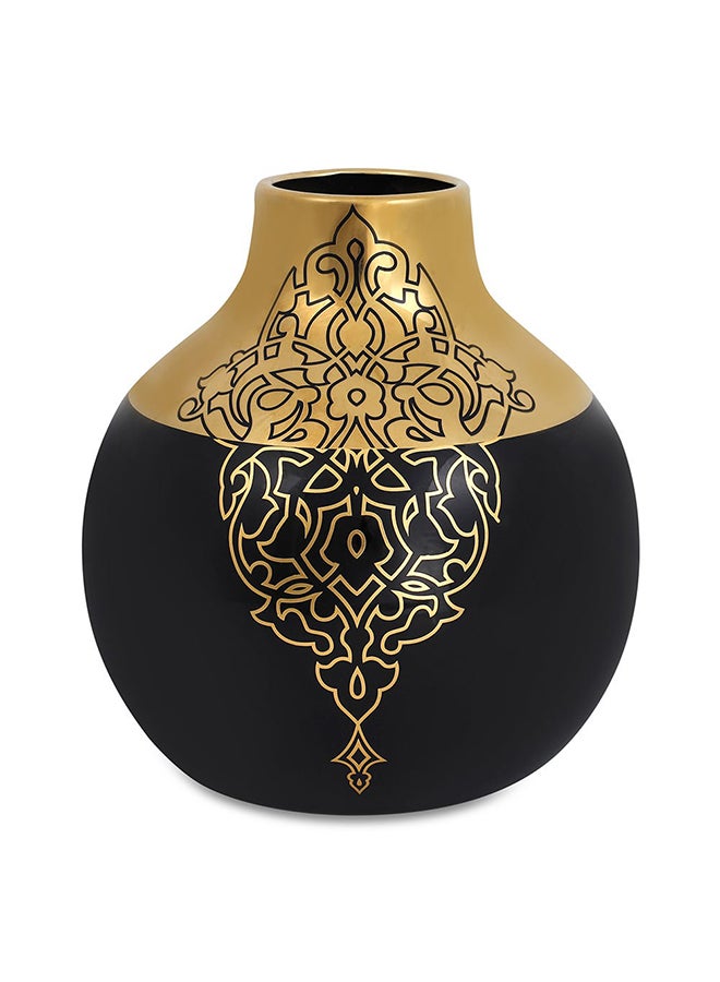 Aakis Vase, Black And Gold - 22.5x22.8 cm