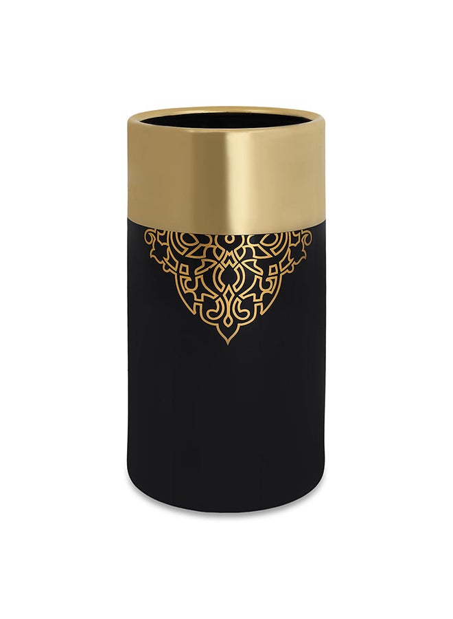 Aakis Vase, Black And Gold - 13.2x26.2 cm