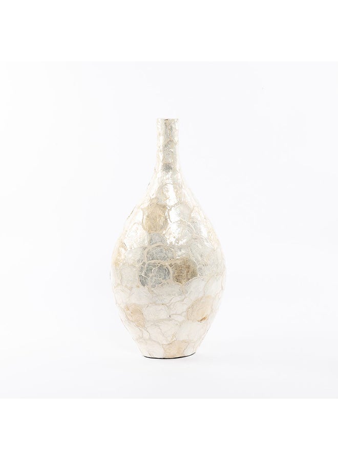Skies Handicraft Vase, Ivory And Gold - 29x62 cm