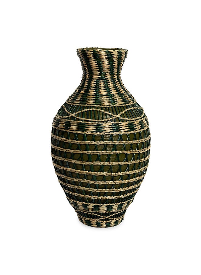 Rainbow Vase, Green And Natural - 22x39 cm