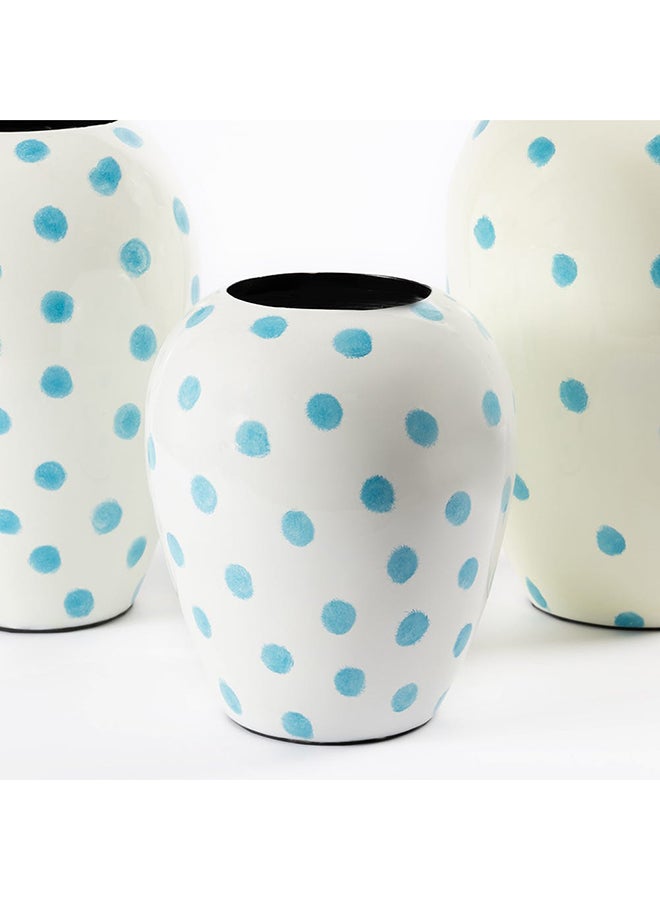 Jolly Vase, White And Blue - 20x23 cm