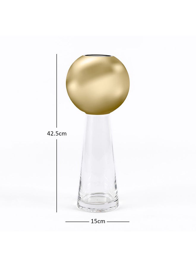 Prime Handmade Vase, Clear And Gold - 15x42.5 cm
