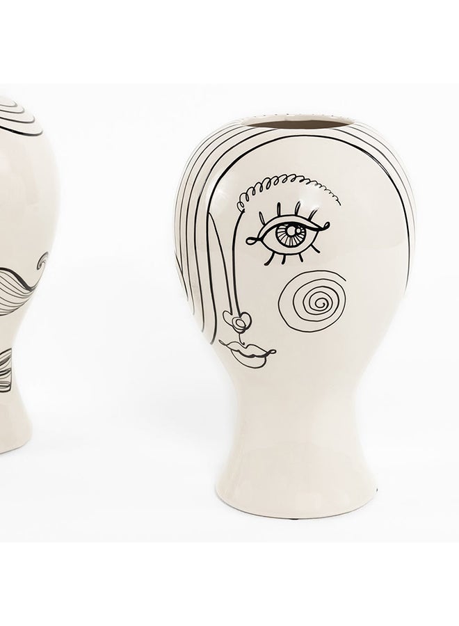 Unique Head Vase, White - 19x30.3 cm