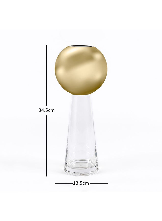 Prime Handmade Vase, Clear And Gold - 14x34.5 cm