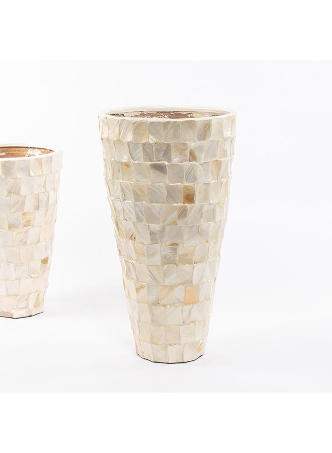 Midas Handicraft Vase, Ivory And Gold - 27.5 cm