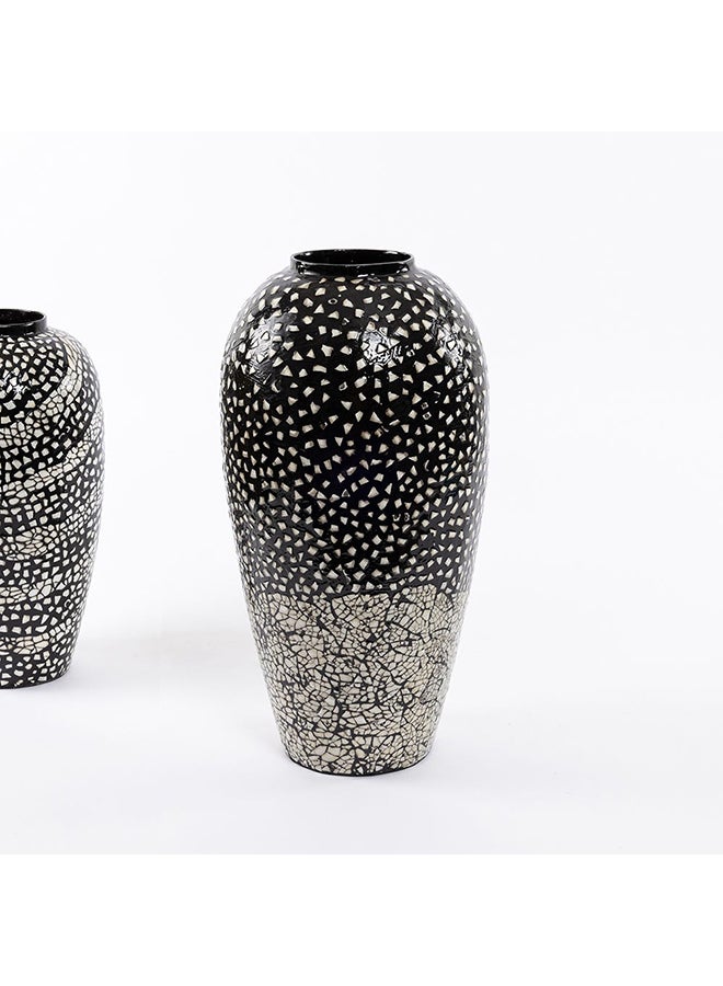 Orbit Handicraft Vase, Black And Eggshell - 23 cm