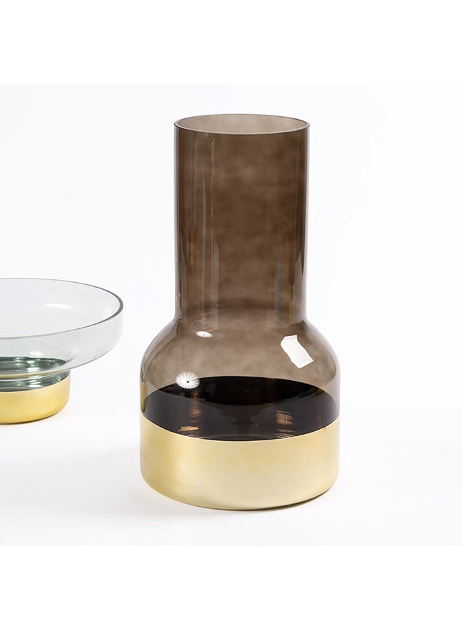 Glam Handmade Vase, Coffee And Gold - 23x40 cm