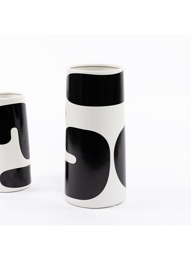 Ink Ceramic Vase, Black And White - 16.5x36 cm