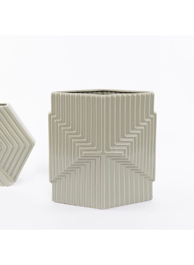 Knipe Ceramic Vase, Grey - 34x36.5 cm