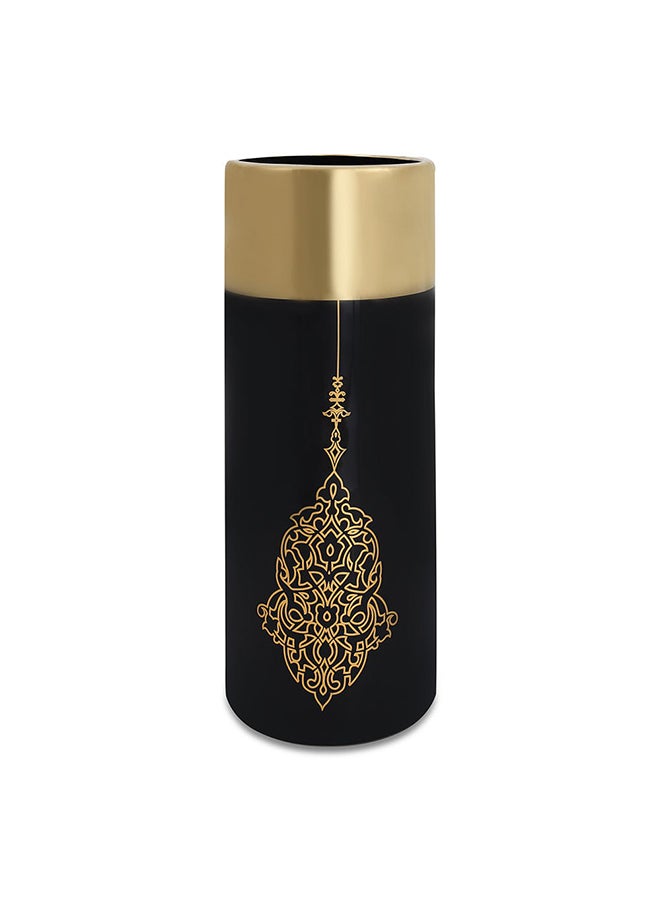 Aakis Vase, Black And Gold - 13.5x37.5 cm