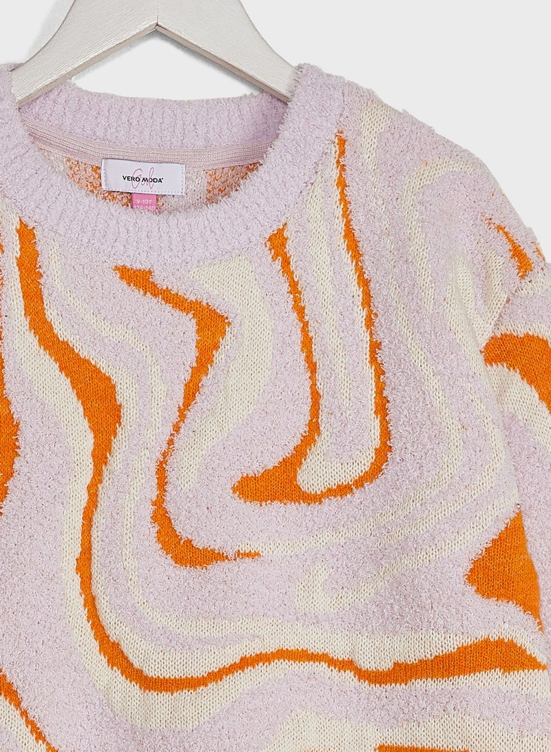 Youth Printed Knitted Sweater