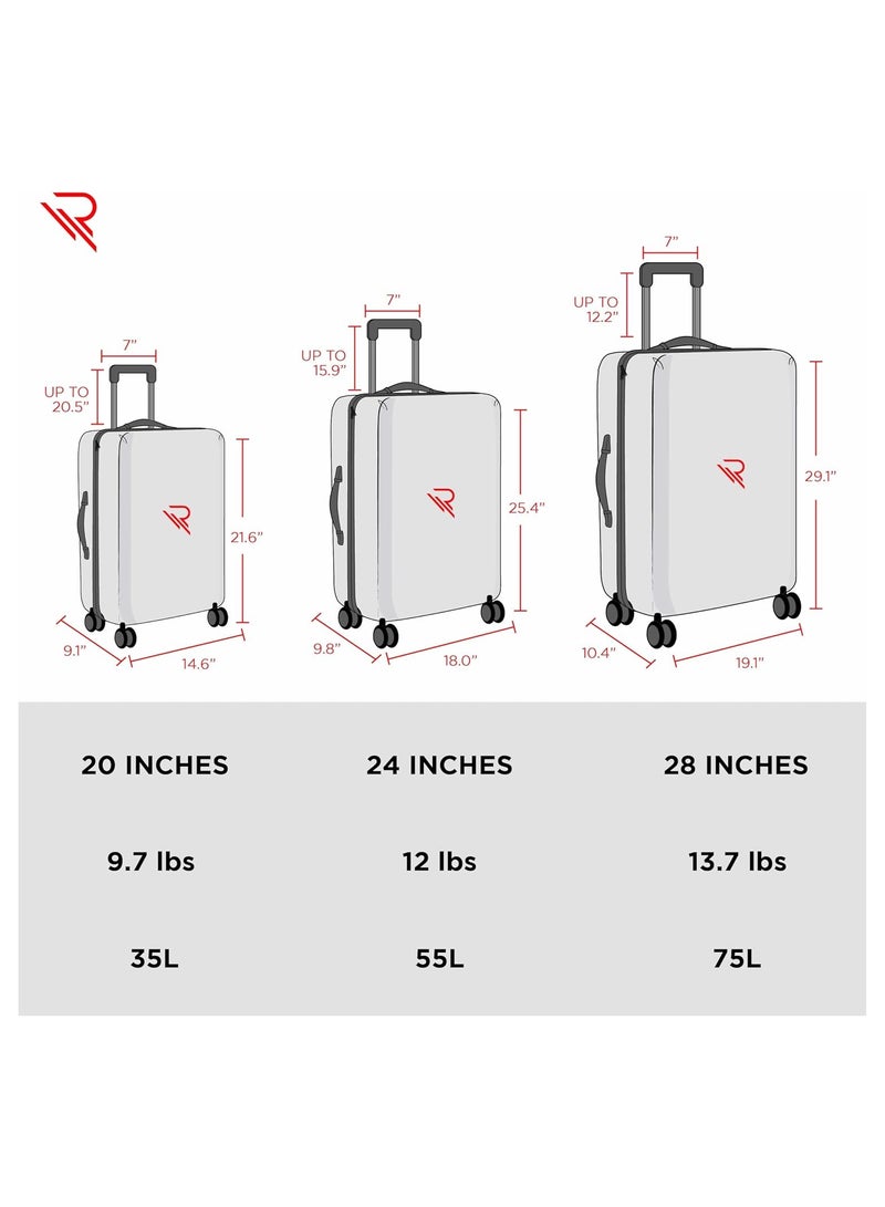 Reflection Saphir Premium Quality ABS Suitcase, Lightweight Hardshell, Metalic Corner, Vertical Series Travel Luggage Trolley with 4 Spinner Wheels and TSA Lock(3pcs Set, Navy)