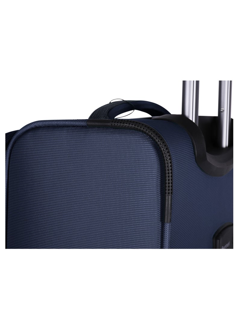 Unisex Soft Travel Bag Trolley Luggage Set of 3 Polyester Lightweight Expandable 4 Double Spinner Wheeled Suitcase with 3 Digit TSA lock E751 Navy Blue