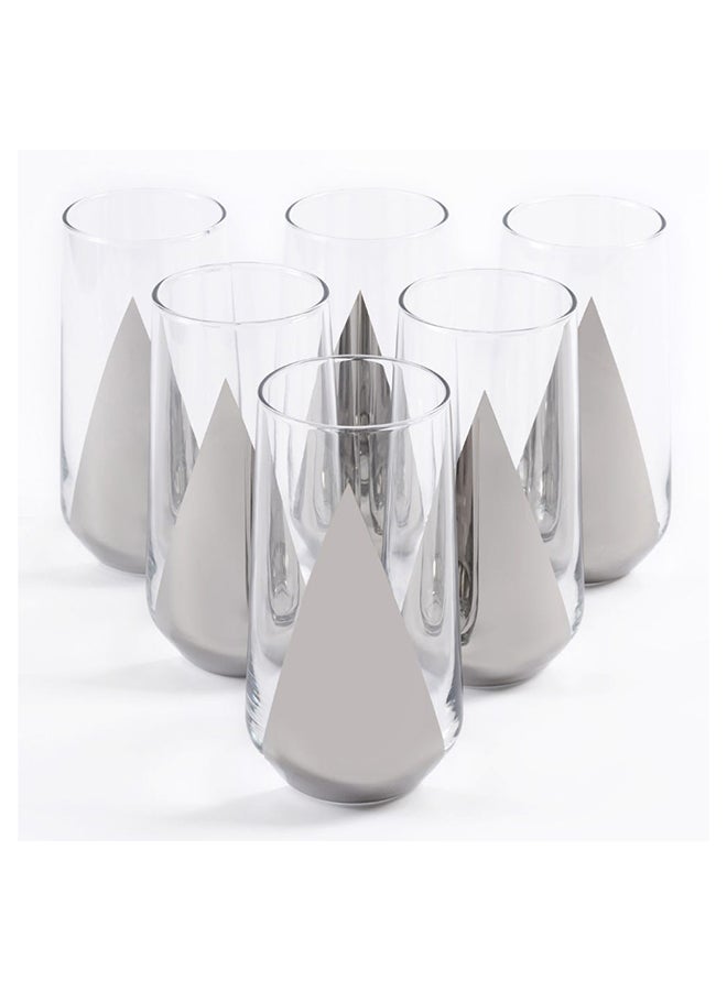 Allegra 6-Piece Soft Drink Glass Set, Clear & Silver - 470 ml