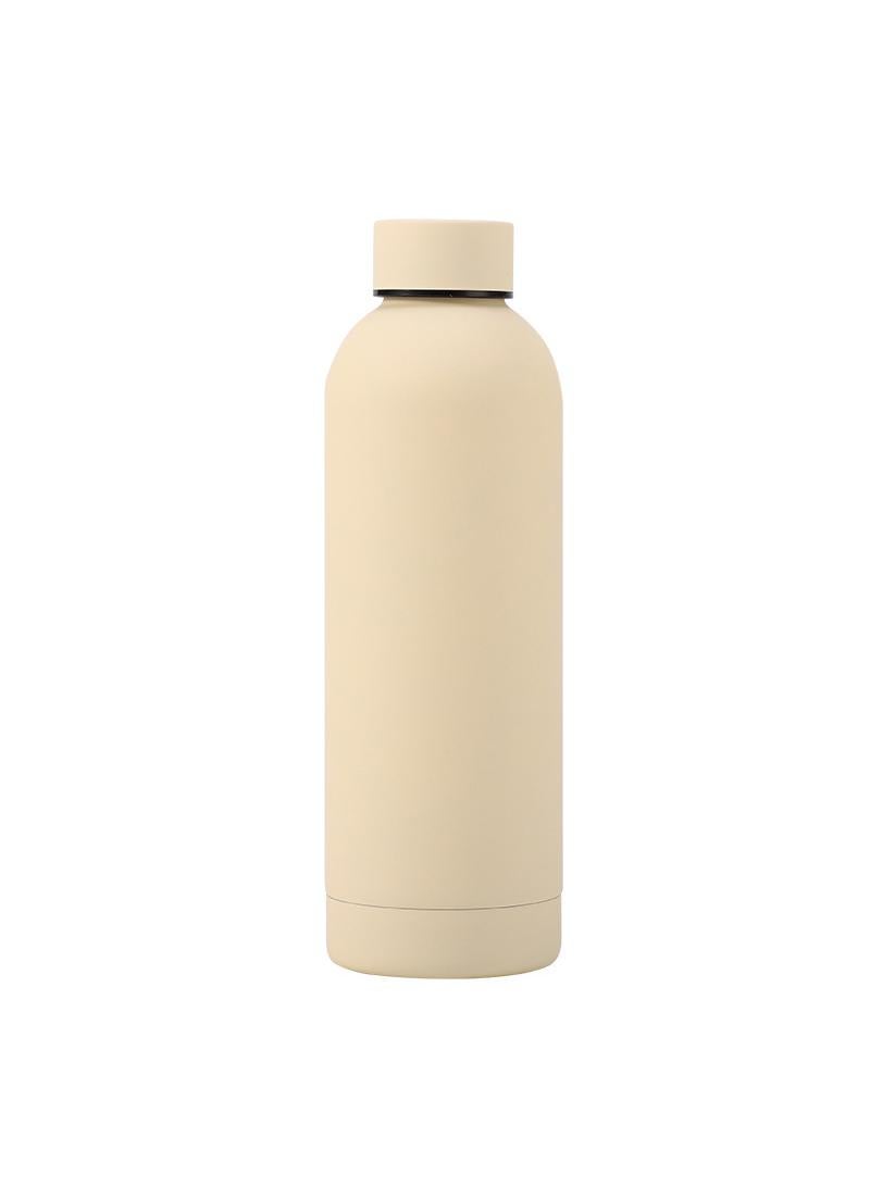 304 Stainless Steel Small Mouth Bottle Thermos Cup Portable Cup Beige 500ml