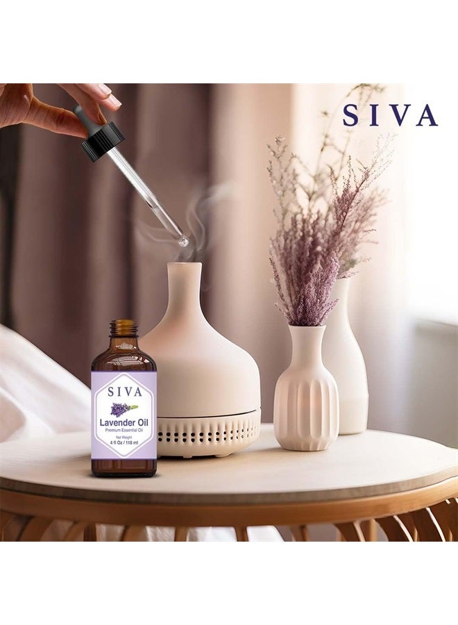 Siva Lavender Essential Oil 4oz (118ml) Premium Essential Oil with Dropper for Diffuser, Aromatherapy, Hair Care, Scalp Massage & Skin Care