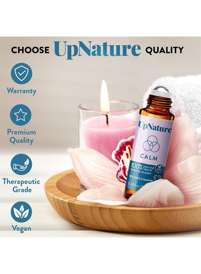 Calm Essential Oil Roll On Blend – Stress Relief & Relaxation Gifts for Women – Calming & Relaxing Self Care Aromatherapy Oils with Peppermint & Ginger – Ideal Stocking Stuffer