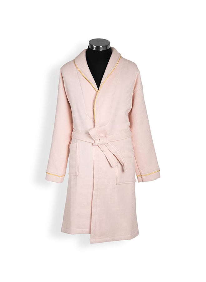 Waffle Trimmed Robe, Blush & Gold