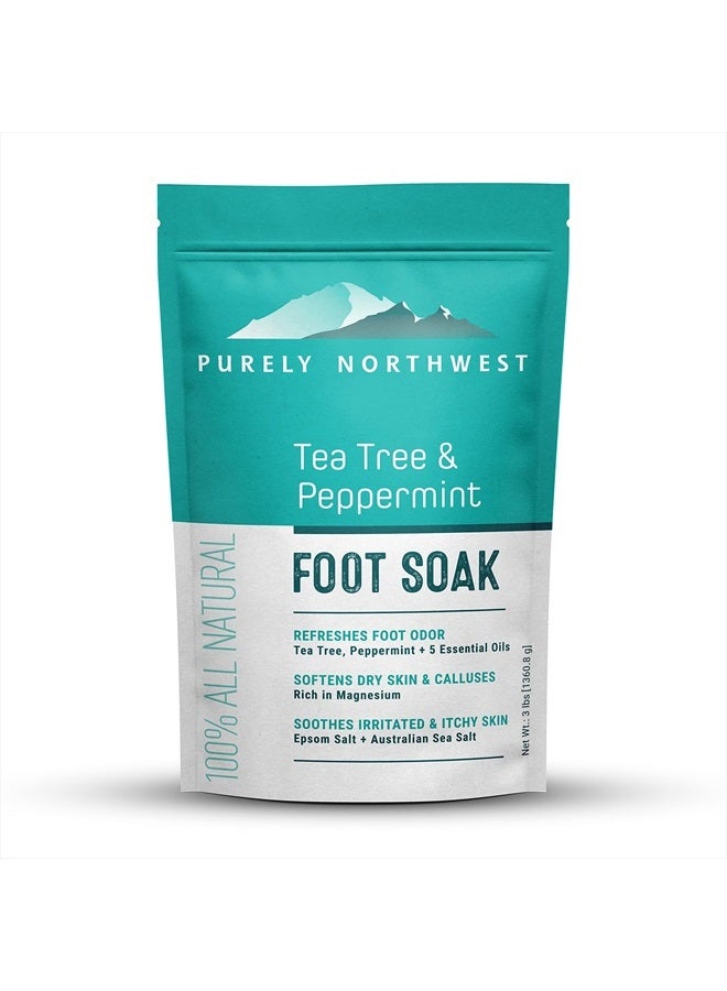 3 Pounds-Tea Tree, Peppermint, Foot Soak | MSM with Epsom Salt Soothes Burning & Itching from Athletes Foot & Foot Odors-Softens Dry Calloused Heels Made by Purely Northwest