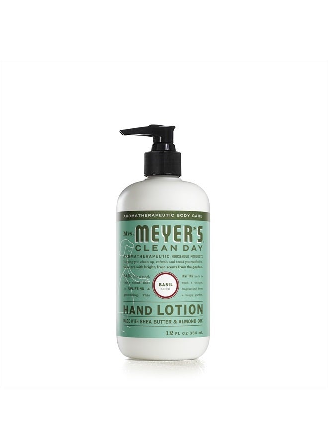 Hand Lotion for Dry Hands, Non-Greasy Moisturizer Made with Essential Oils, Basil, 12 oz