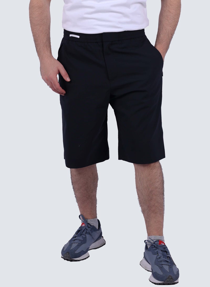 Men's Casual Stripes Wool Blend Shorts in Midnight Blue