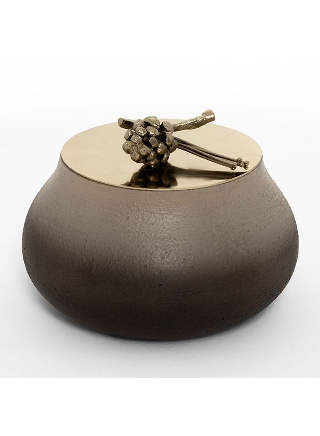 Acorn Handcrafted Decorative Bowl, Beige & Gold - 18x12.5 cm