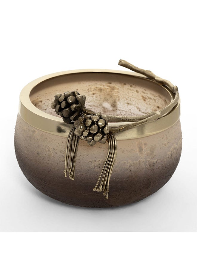 Acorn Decorative Bowl, Beige & Gold - 18x12.5 cm