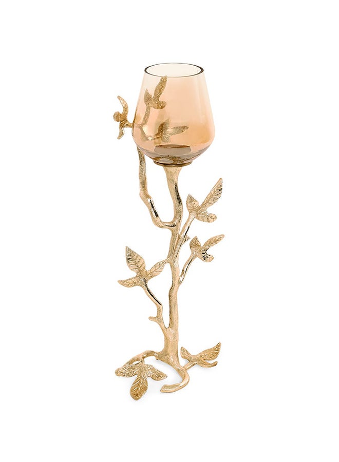 Mural Votive Candle Holder, Gold - 12x43 cm