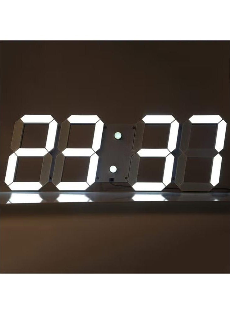 Remote Control Digital LED Wall Clock White 42x15centimeter