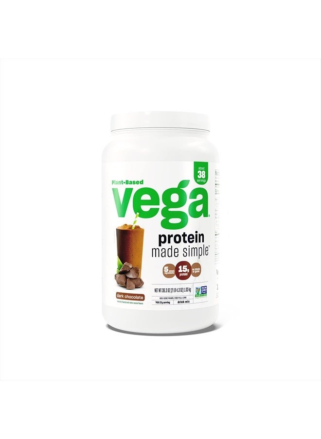 Protein Made Simple, Dark Chocolate - Stevia Free Vegan Protein Powder, Plant Based, Healthy, Gluten Free, Pea Protein for Women and Men, 2.3 lbs (Packaging May Vary)