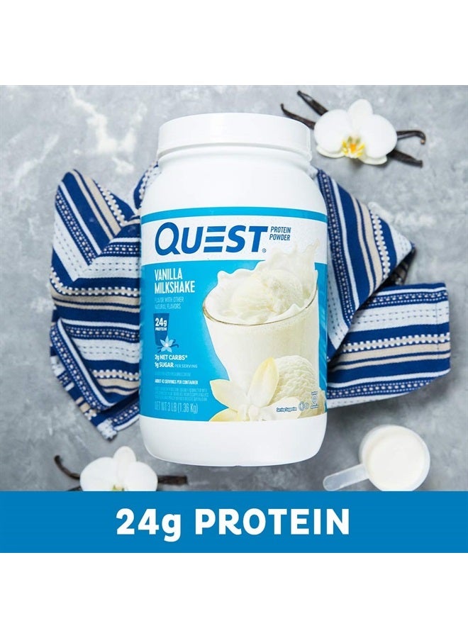 Vanilla Milkshake Protein Powder, 24g of Protein, 1g of Sugar, Low Carb, Gluten Free, 3 Pound, 43 servings