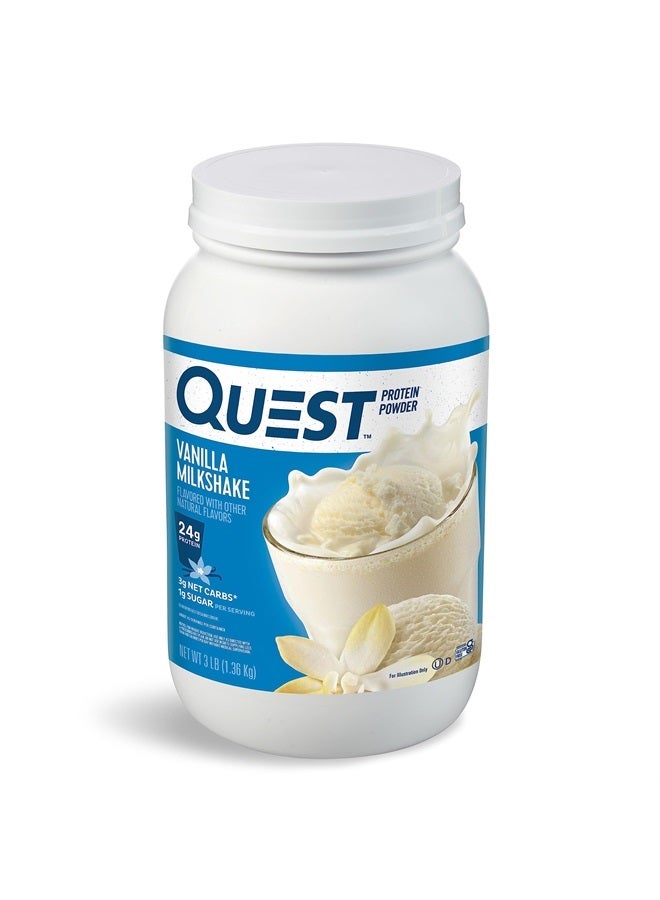 Vanilla Milkshake Protein Powder, 24g of Protein, 1g of Sugar, Low Carb, Gluten Free, 3 Pound, 43 servings