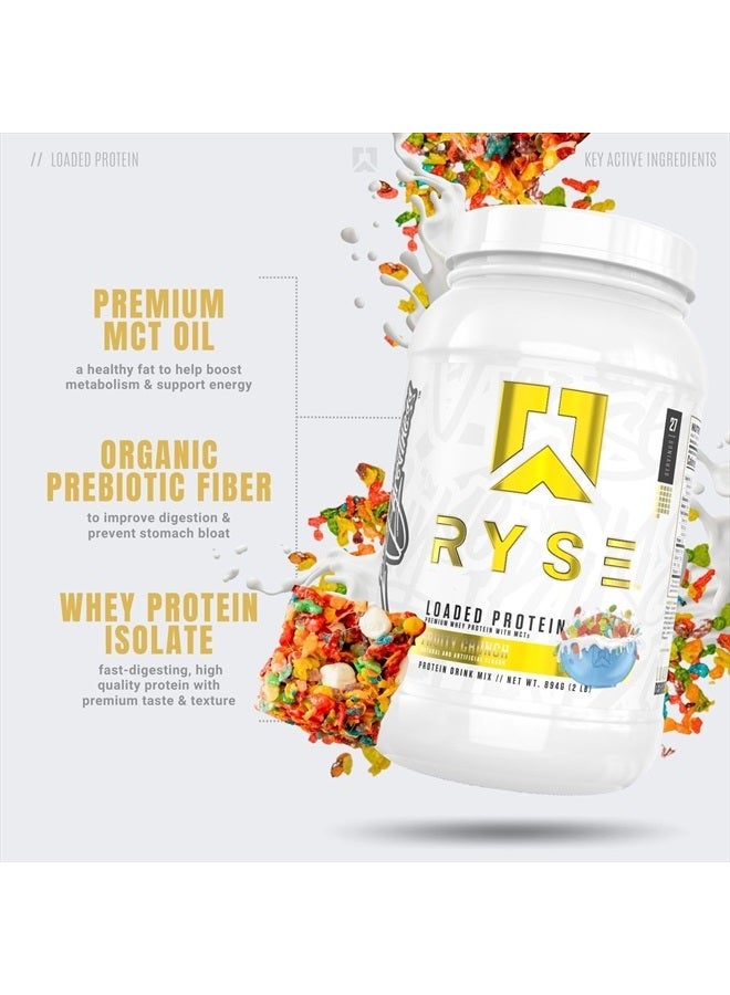 Loaded Protein Powder | 25g Whey Protein Isolate & Concentrate | with Prebiotic Fiber & MCTs | Low Carbs & Low Sugar | 27 Servings (Fruity Crunch)