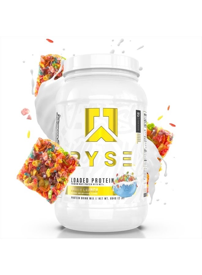Loaded Protein Powder | 25g Whey Protein Isolate & Concentrate | with Prebiotic Fiber & MCTs | Low Carbs & Low Sugar | 27 Servings (Fruity Crunch)