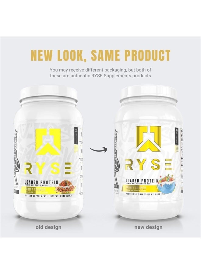 Loaded Protein Powder | 25g Whey Protein Isolate & Concentrate | with Prebiotic Fiber & MCTs | Low Carbs & Low Sugar | 27 Servings (Fruity Crunch)