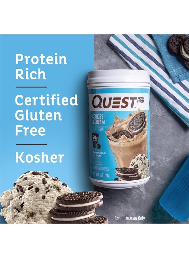 Cookies & Cream Protein Powder; 20g Protein; 1g Sugar; Low Carb; Gluten Free; 1.6 Pound; 24 Servings