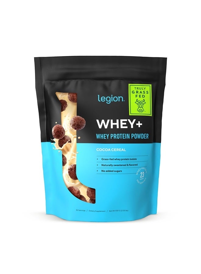 Whey+ Whey Isolate Protein Powder from Grass Fed Cows - Low Carb, Low Calorie, Non-GMO, Lactose Free, Gluten Free, Sugar Free, All Natural Whey Protein Isolate 30 Serving (Cocoa Cereal)